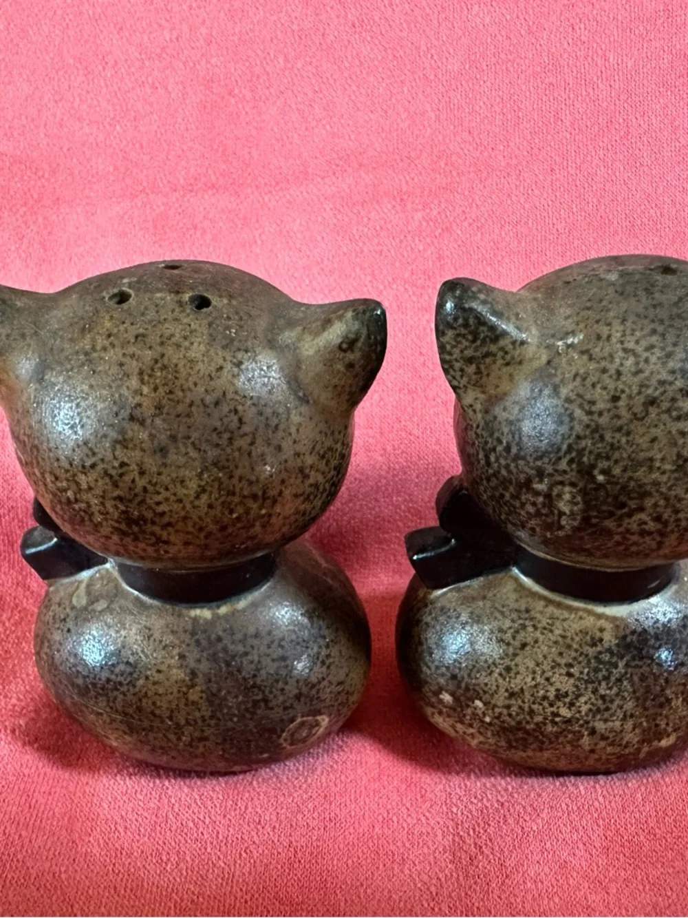 Ceramic Cat Salt & Pepper Shakers - Brown Made In Japan